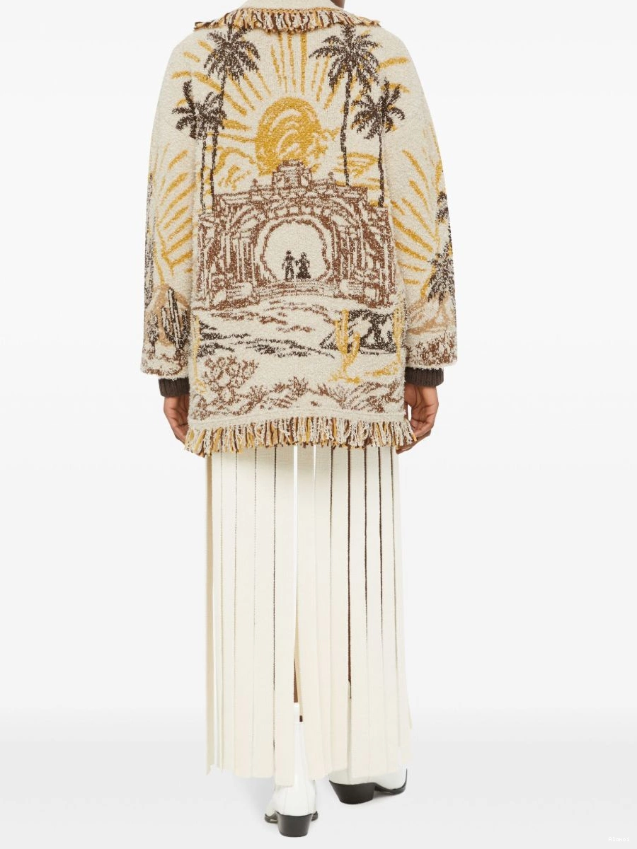 Affordable fringed-edge cardigan Alanui patterned-jacquard Women 0429